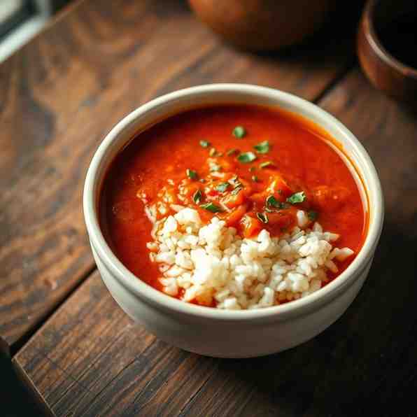 Tomato Soup with Rice - Easy, Cozy, One-Pot Recipe